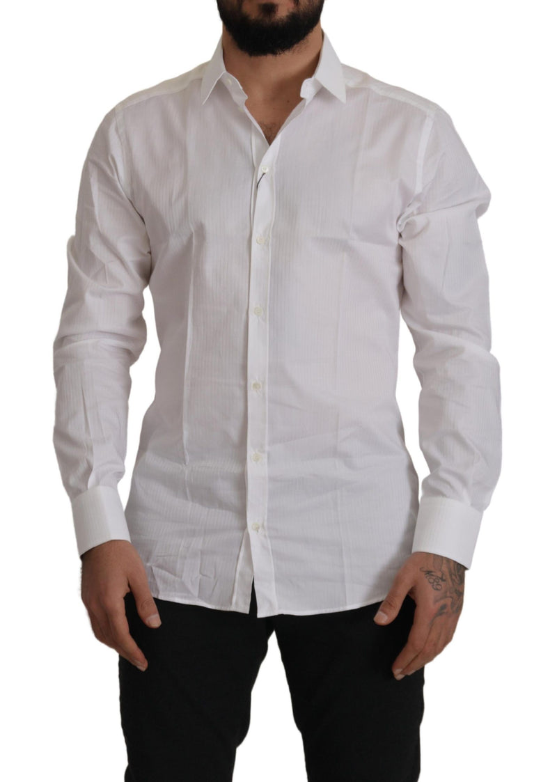 Dolce & Gabbana Elegant White Cotton Dress Men's Shirt