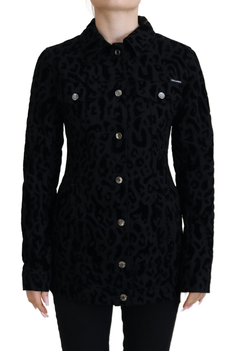 Dolce & Gabbana Chic Leopard Pattern Denim Women's Jacket