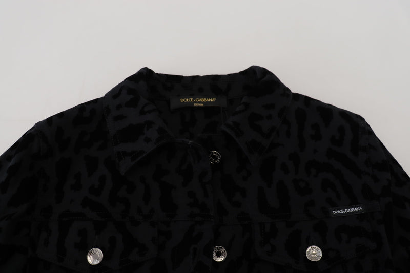 Dolce & Gabbana Chic Leopard Pattern Denim Women's Jacket