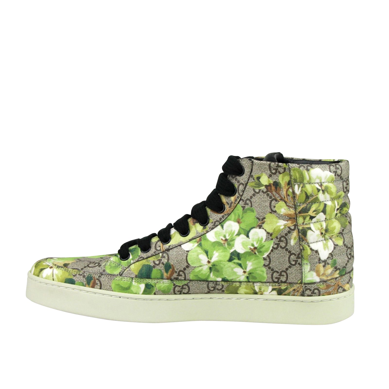 Gucci Men's Bloom Print Supreme GG Green Canvas Hi Top Sneakers Shoes