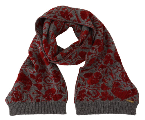 GF Ferre Chic Red and Grey Cotton Wrap Women's Scarf