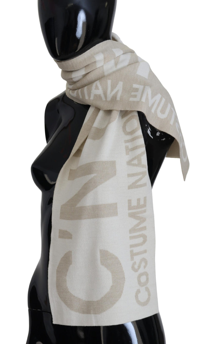 Costume National Elegant Beige Wool-Blend Scarf Women's Wrap