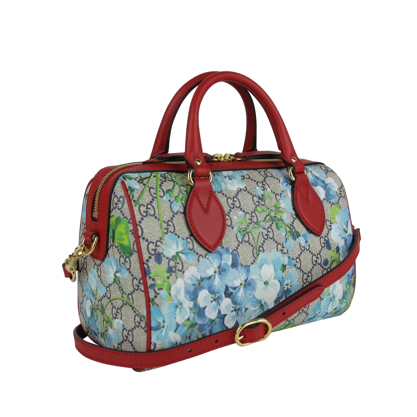 Gucci Boston GG Supreme Blooms Small Blue/Red in Coated Canvas/Leather with  Gold-tone - US