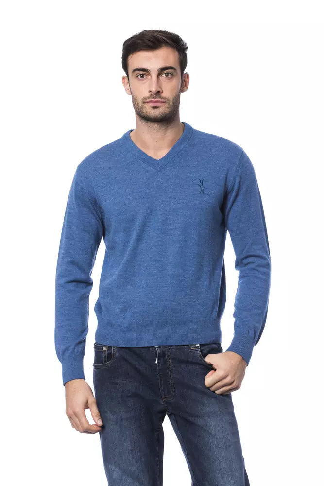 Billionaire Italian Couture Embroidered Merino Wool Crew Neck Men's Sweater