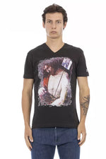 Trussardi Action Sleek V-Neck Tee with Front Men's Print