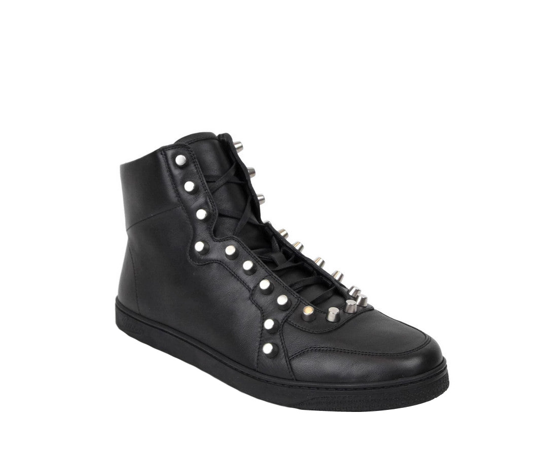 Gucci Men's Black Sttuded Leather High Top Sneaker