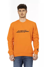 Automobili Lamborghini Sleek Orange Crewneck Sweatshirt with Sleeve Men's Logo