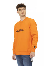 Automobili Lamborghini Sleek Orange Crewneck Sweatshirt with Sleeve Men's Logo