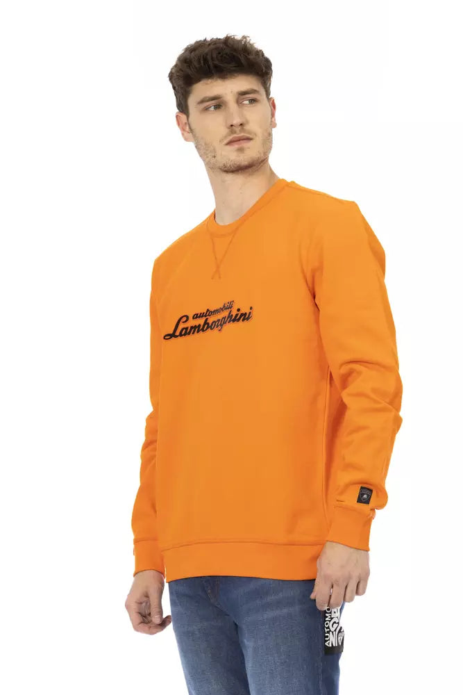 Automobili Lamborghini Sleek Orange Crewneck Sweatshirt with Sleeve Men's Logo