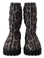 Dolce & Gabbana Elegant Gray Leopard Mid Calf Men's Boots