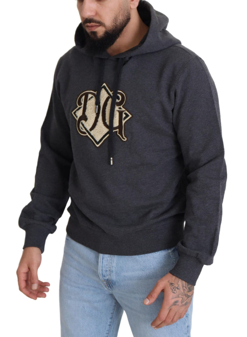 Dolce & Gabbana Elegant Grey Cotton Hooded Men's Sweatshirt