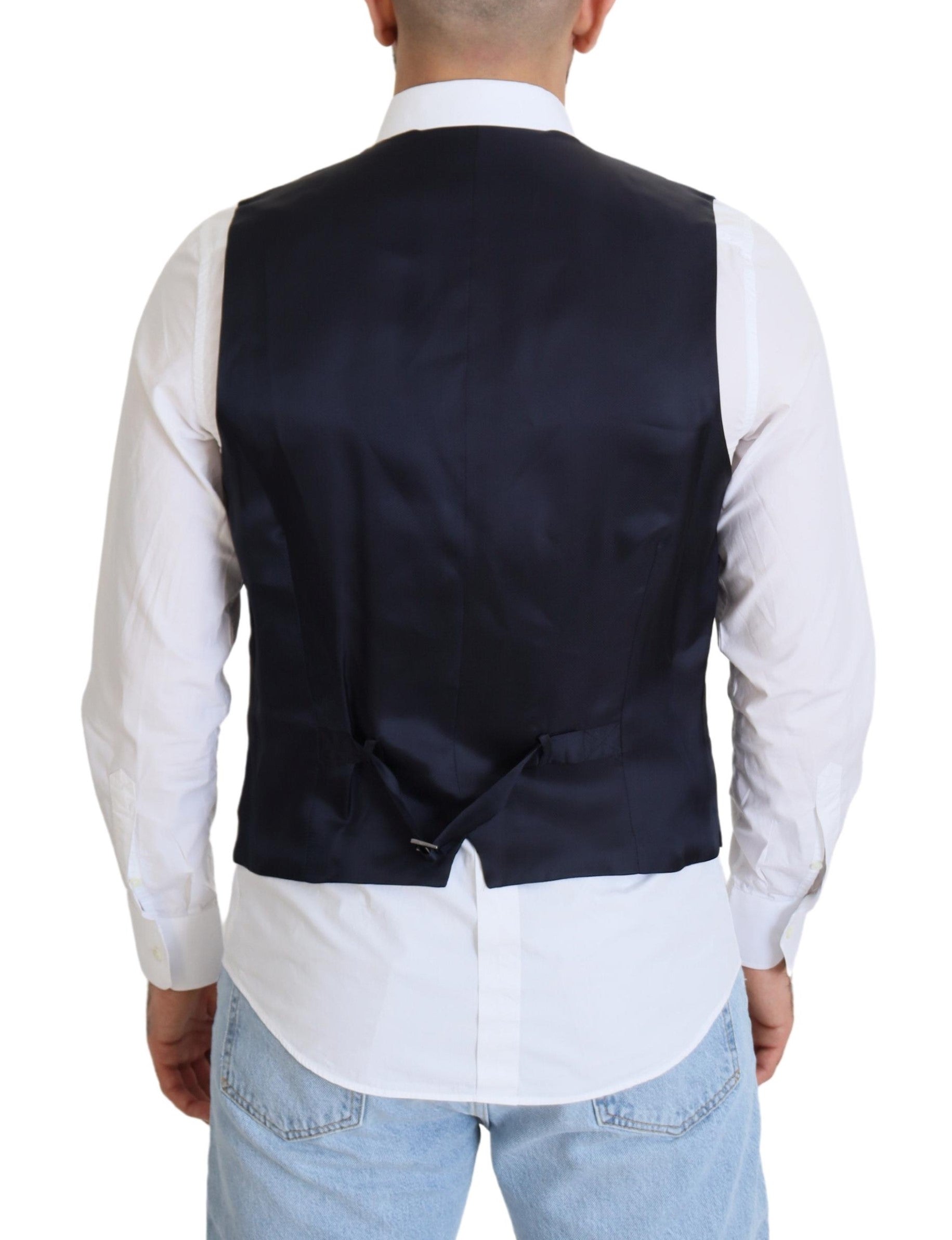 Dolce & Gabbana Elegant Dark Blue Formal Dress Men's Vest