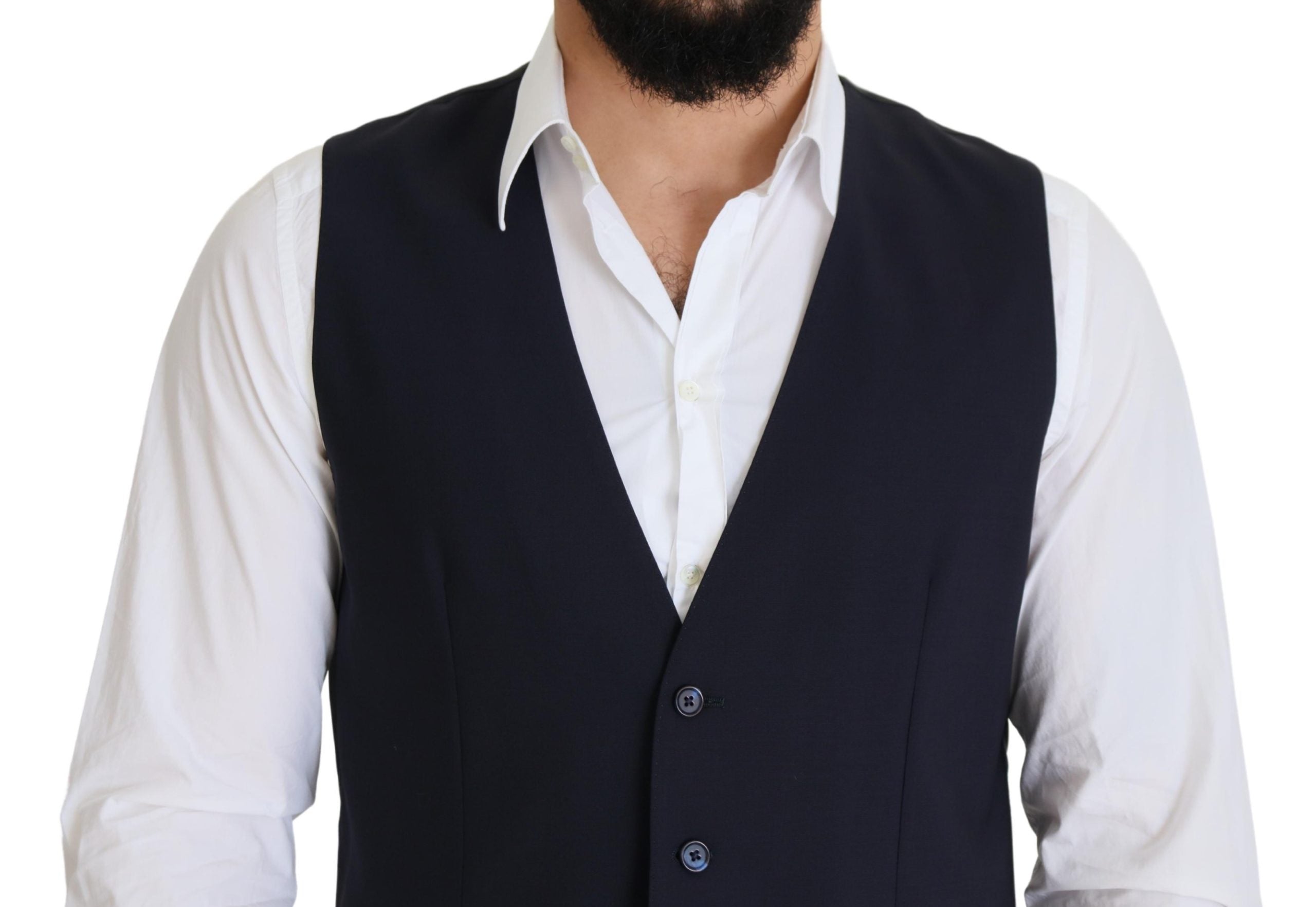 Dolce & Gabbana Elegant Dark Blue Formal Dress Men's Vest