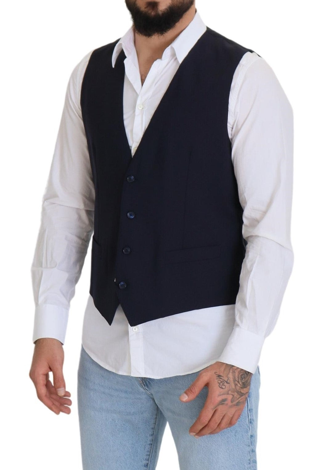 Dolce & Gabbana Elegant Dark Blue Formal Dress Men's Vest