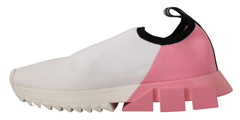 Dolce & Gabbana Elegant Sorrento Slip-On Sneakers in White & Women's Pink