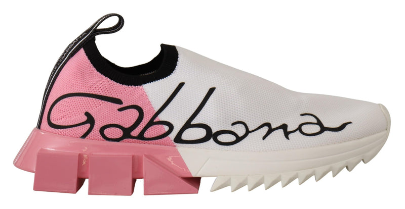 Dolce & Gabbana Elegant Sorrento Slip-On Sneakers in White & Women's Pink