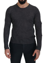 Costume National Sleek Gray Crewneck Pullover Men's Sweater