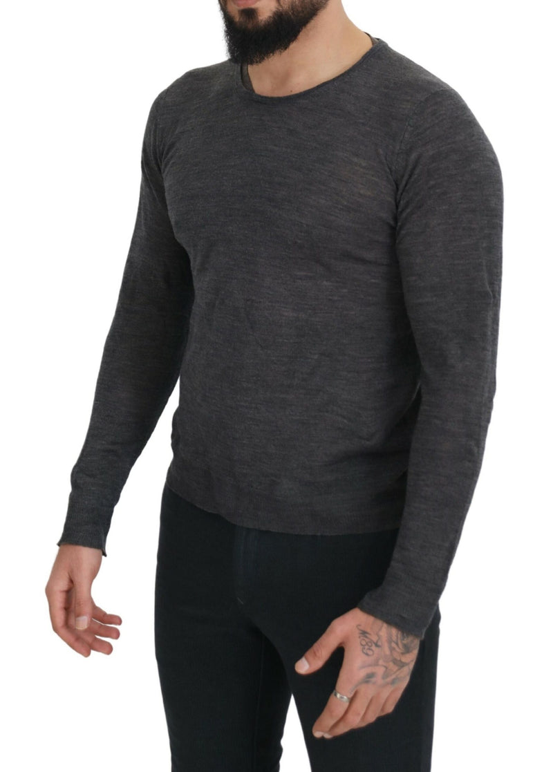 Costume National Sleek Gray Crewneck Pullover Men's Sweater