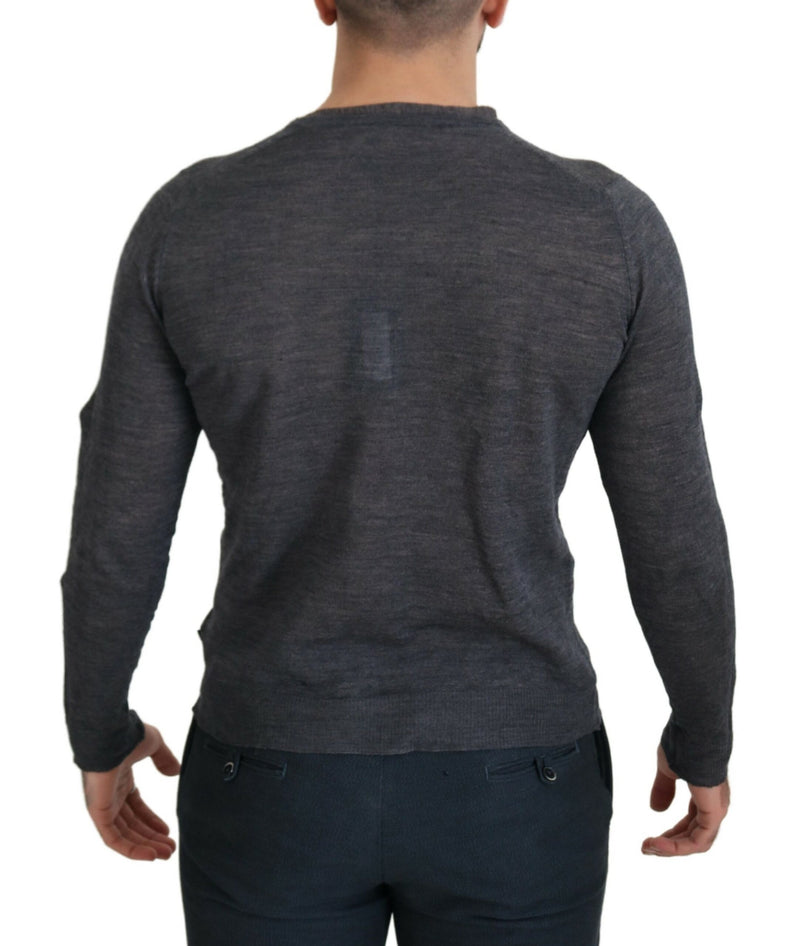 Costume National Sleek Gray Crewneck Pullover Men's Sweater