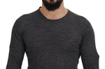 Costume National Sleek Gray Crewneck Pullover Men's Sweater