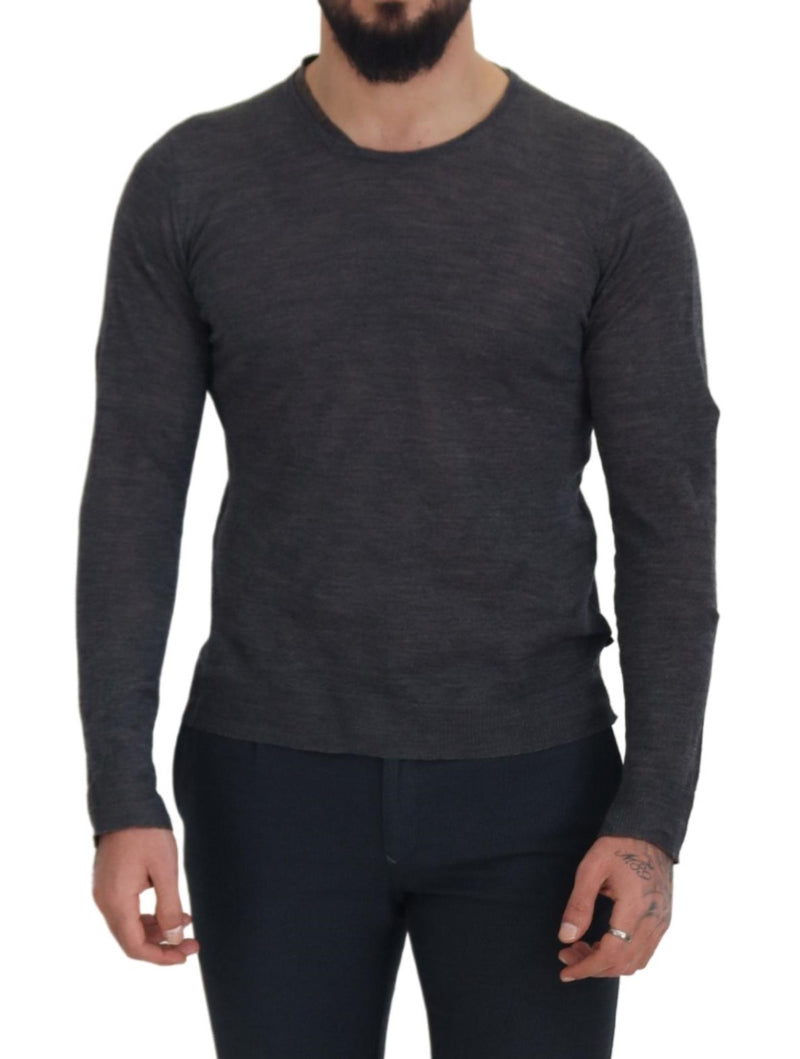 Costume National Sleek Gray Crewneck Pullover Men's Sweater