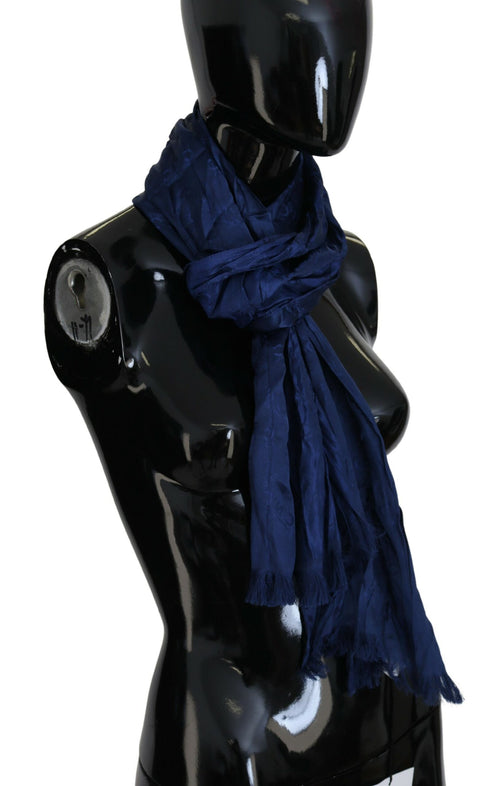 Costume National Elegant Silk Fringe Scarf in Chic Women's Blue