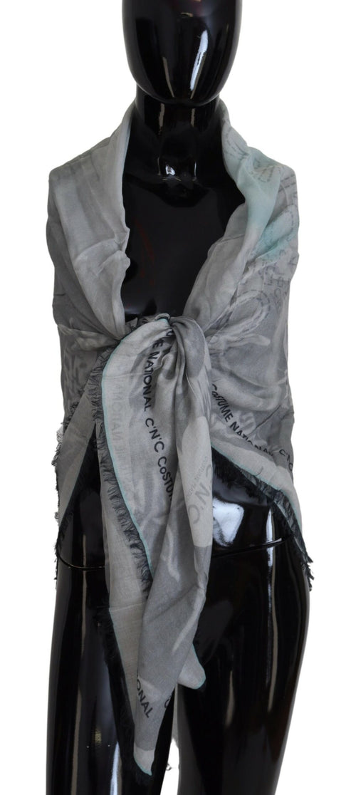 Costume National Chic Designer Grey Scarf with Women's Fringes