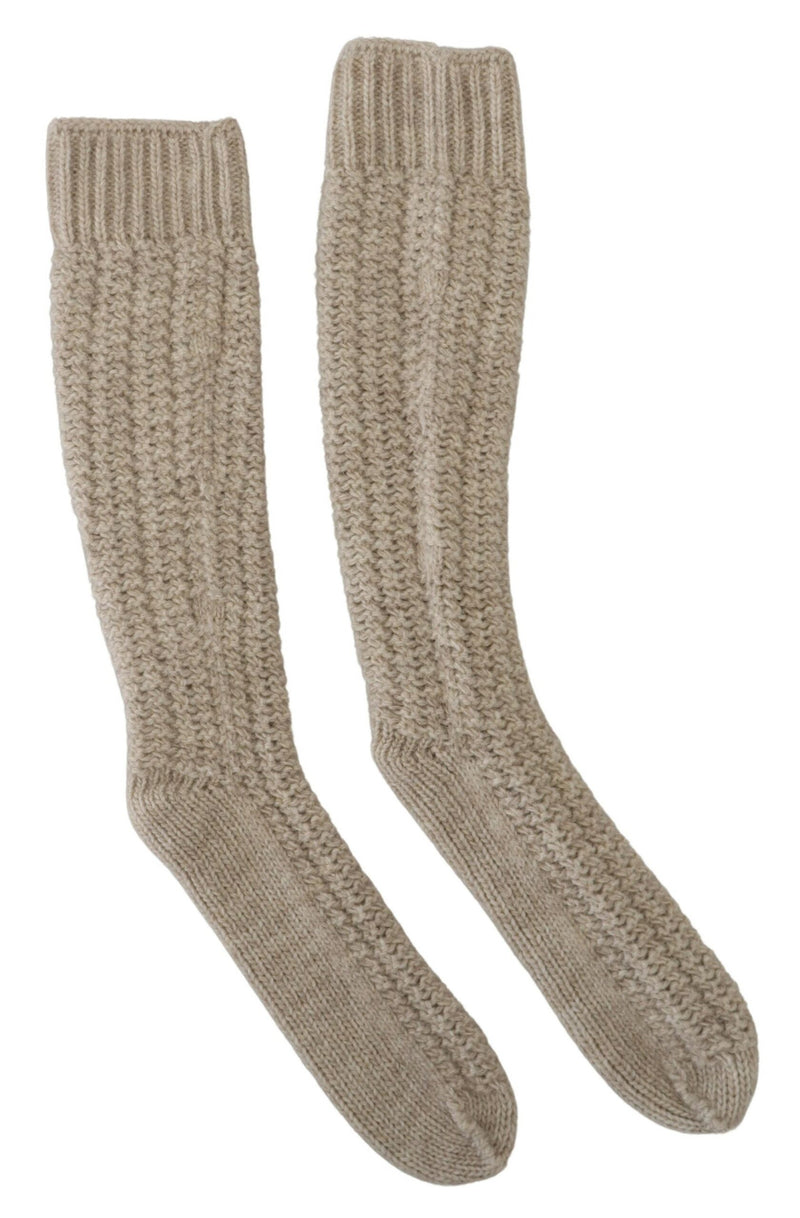 Dolce & Gabbana Chic Beige Wool Blend Over-the-Calf Women's Socks