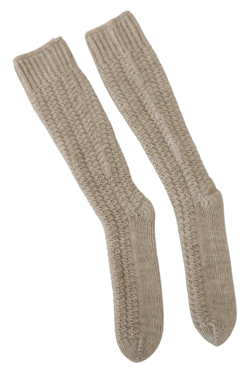 Dolce & Gabbana Chic Beige Wool Blend Over-the-Calf Women's Socks