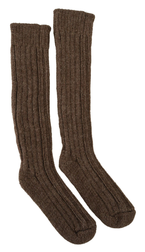 Dolce & Gabbana Chic Brown Wool Blend Over-Calf Women's Socks