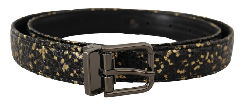 Dolce & Gabbana Elegant Italian Leather Belt with Crown Men's Detail