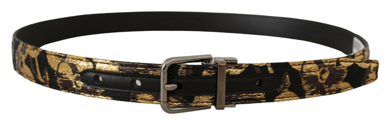 Dolce & Gabbana Multicolor Leather Belt with Black Men's Buckle