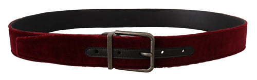 Dolce & Gabbana Velvet Maroon Elegance Men's Belt