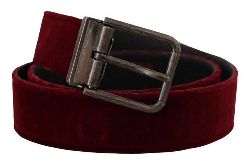 Dolce & Gabbana Velvet Maroon Elegance Men's Belt