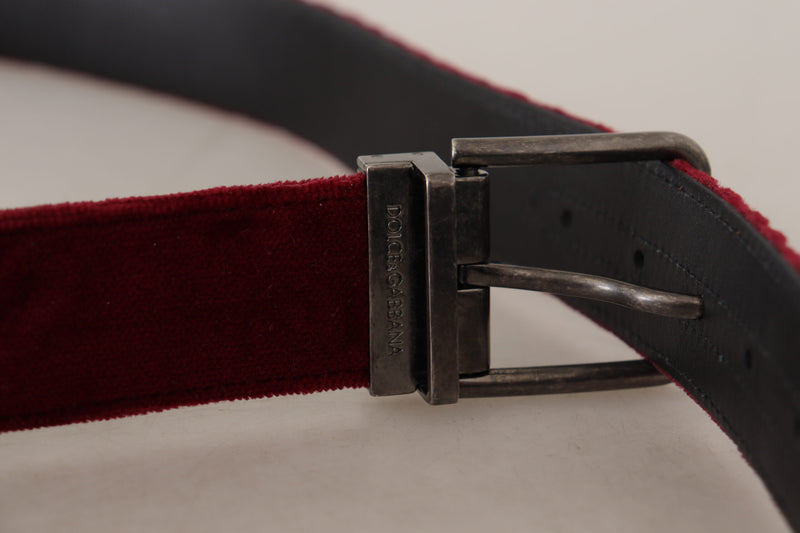 Dolce & Gabbana Velvet Maroon Elegance Men's Belt