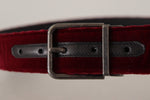 Dolce & Gabbana Velvet Maroon Elegance Men's Belt