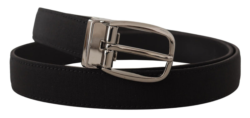 Dolce & Gabbana Elegant Grosgrain Leather Belt with Silver Men's Buckle