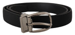 Dolce & Gabbana Elegant Grosgrain Leather Belt with Silver Men's Buckle