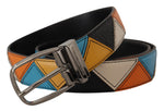 Dolce & Gabbana Elegant Multicolor Leather Belt with Silver Men's Buckle