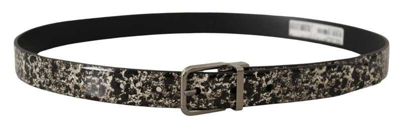 Dolce & Gabbana Elegant Black Marble Print Leather Men's Belt