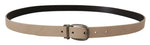 Dolce & Gabbana Elegant Beige Leather Belt with Silver Tone Men's Buckle