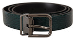 Dolce & Gabbana Elegant Green Leather Belt with Silver Men's Buckle