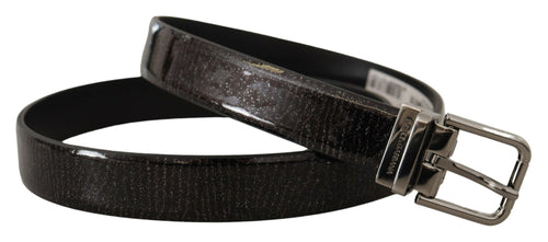 Dolce & Gabbana Elegant Black Leather Belt with Silver Men's Buckle