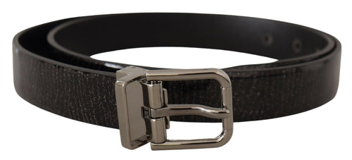 Dolce & Gabbana Elegant Black Leather Belt with Silver Men's Buckle