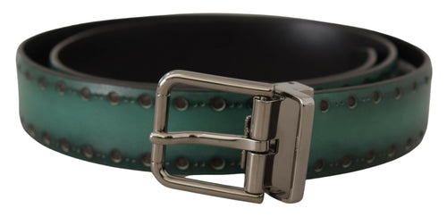 Dolce & Gabbana Elegant Leather Belt with Silver Tone Men's Buckle