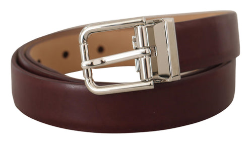 Dolce & Gabbana Elegant Leather Belt with Silver Tone Men's Buckle