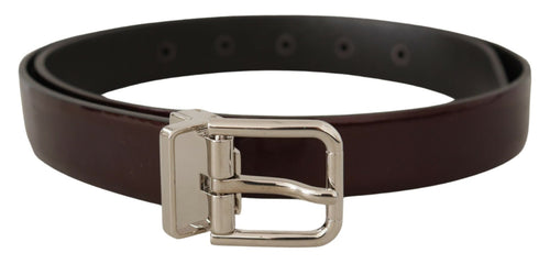 Dolce & Gabbana Elegant Dark Brown Patent Leather Men's Belt