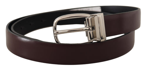 Dolce & Gabbana Elegant Leather Belt with Silver Metal Men's Buckle