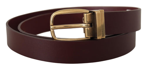 Dolce & Gabbana Elegant Brown Leather Belt with Gold Men's Buckle