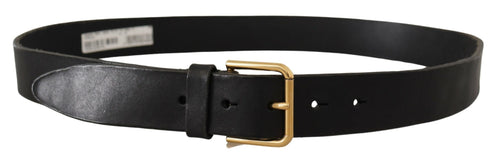 Dolce & Gabbana Elegant Black Leather Belt with Metal Men's Buckle